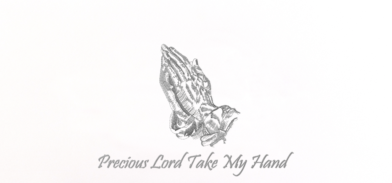Precious Lord Take My Hand White-Silver Faux